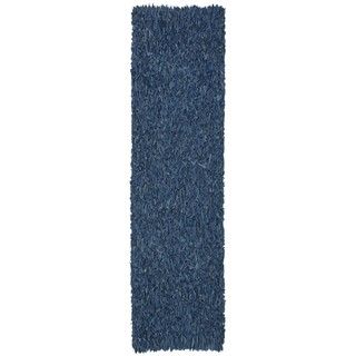 Hand Tied Pelle Blue Leather Shag Rug (2' 6 x 8') St Croix Trading Runner Rugs