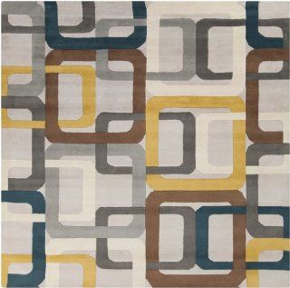 Shop 8' x 8' Soporific Squircle Gray, White and Teal Blue Square Wool Area Throw Rug at the  Home Dcor Store