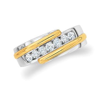 clearance men s 1 2 ctw diamond bypass ring in 14k two tone gold