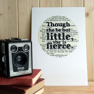 'she be but little' shakespeare art print by bookishly