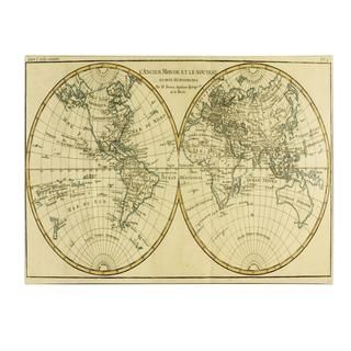 Charles Bonne 'World Map in Two Hemispheres' Canvas Art Trademark Fine Art Canvas