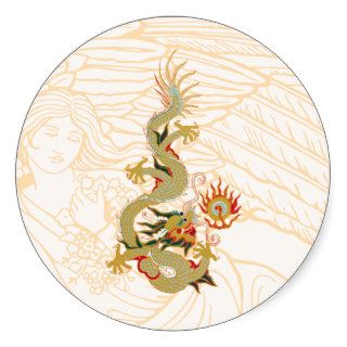 Dragon   Fantasy Chinese Serpent Creature Round Stickers