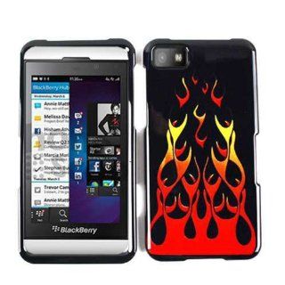 ACCESSORY HARD SNAP ON CASE COVER FOR BLACKBERRY Z10 WILD ORANGE RED FLAME Cell Phones & Accessories
