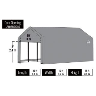 ShelterLogic ShelterTube Heavy-Duty Storage Shelter — 30ft.L x 12ft.W x 11ft.H, Green, Model# 62811  House Style Instant Garages