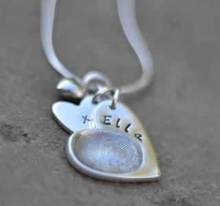 personalised fingerprint charm necklace by button and bean