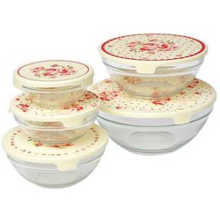paisley rose glass bowl set with lids by the chic country home