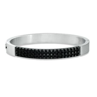 Mens Shaquille ONeal Tread Bangle Bracelet in Rubber and Stainless