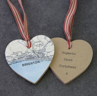 personalised wooden heart map decoration by posh totty designs interiors