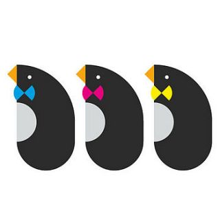bow tie penguins graphic print by hellosatveer