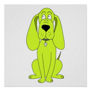 Lime Green Dog. Cute Hound Cartoon. Poster