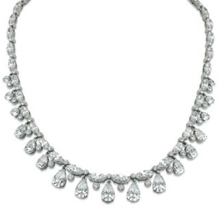 AVA Nadri Pear Shaped Cubic Zirconia Necklace in White Rhodium Plated