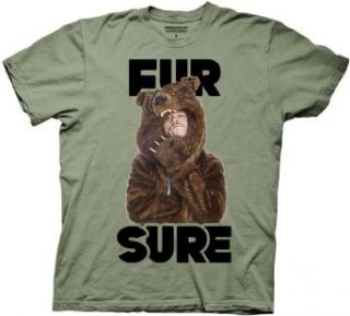 Workaholics Fur Sure Mens T shirt, Light Olive, 3XL Clothing