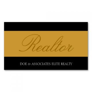 Realtor Script Yellow Gold Banner Business Card Template