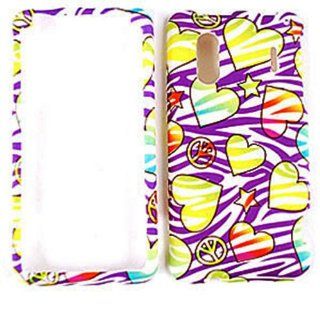 CELL PHONE CASE COVER FOR HTC HERO 4G / EVO DESIGN 4G / KINGDOM HEARTS STARS PEACE SIGNS ON PURPLE ZEBRA Cell Phones & Accessories