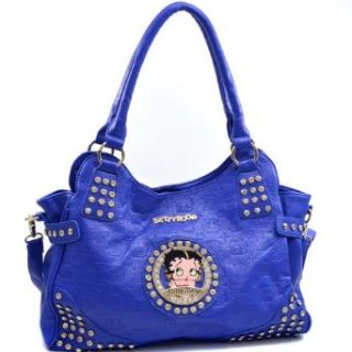 Betty Boop Hobo Bag with Etched Monogram Design and Rhinestones   Blue Clothing