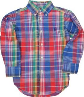 Ralph Lauren Toddler Boys Blake Madras Plaid (3/3T, Blue/Red Multi) Infant And Toddler Button Down Shirts Clothing