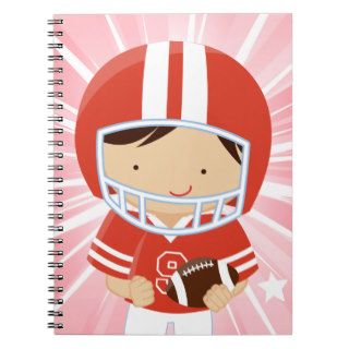 Football Boy in Red and White Spiral Notebook