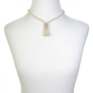 Majorica 6 8mm Manmade Organic Pearl and CZ Y Drop 16" Necklace