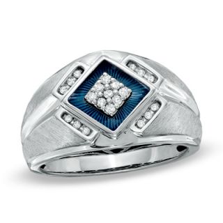 Mens 1/7 CT. T.W. Diamond Fashion Ring in Sterling Silver   Zales