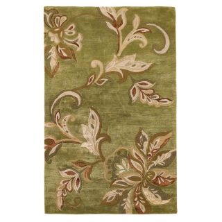 KAS Rugs Florentine 42 in x 66 in Rectangular Green Floral Wool Accent Rug