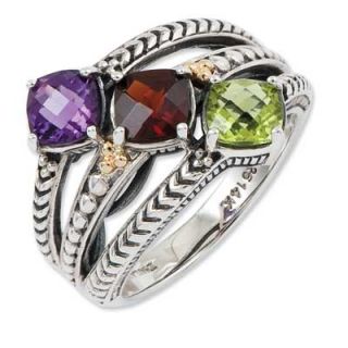 Mothers Cushion Cut Simulated Birthstone Ring in Sterling Silver and