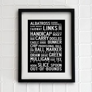 for the golfer typographic golf print by i love design