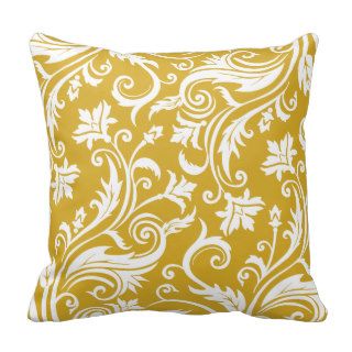 Gold Elegant Vintage Damask Pattern Throw Pillows