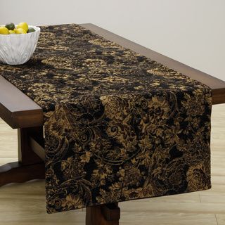 Extra Wide Italian Woven Black/ Beige Table Runner 95 x 26 inches Table Linens