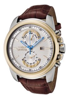 Invicta 0445  Watches,Mens Invicta II Silver Dial Brown Leather, Casual Invicta Quartz Watches