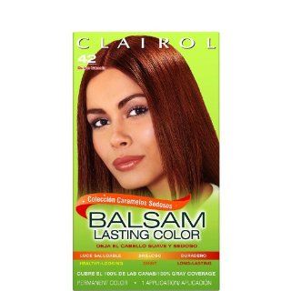 Clairol Balsam Lasting Color Caramelos Sedosos Collection Creme Hair Color, Medium Auburn (42)  Chemical Hair Dyes  Beauty