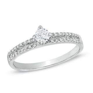CT. T.W. Diamond Double Row Promise Ring in Sterling Silver