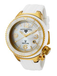Unisex Neptune Ceramic Gold & White Watch by Swiss Legend Watches