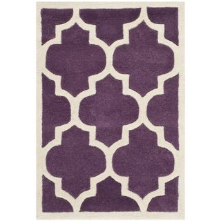 Handmade Moroccan Purple Wool Rug With Cotton Canvas Backing (2 X 3)