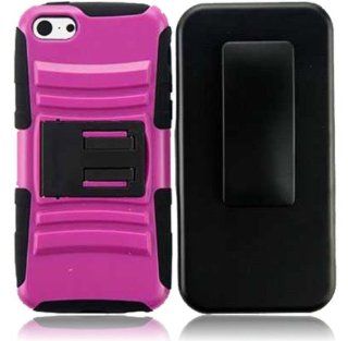 Importer520 Extreme Rugged Impact Armor Hybrid Hard Case Cover Belt Clip Holster for Apple iPhone 5C , Hot Pink+Black Cell Phones & Accessories