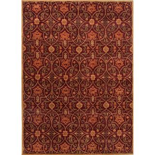Hand tufted Traditional Oriental Pattern Red/ Orange Area Rug (5 X 8)