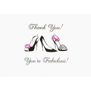 Glitter Black Stiletto Thank You Note Card Set