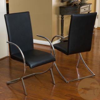 Christopher Knight Home Lydia Black Leather/ Chrome Chairs (set Of 2)