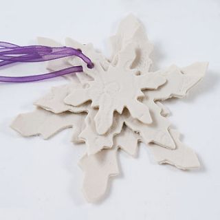 set of three snowflake tree decorations by julie miles ceramics
