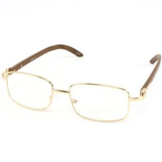 Classic Designer Clear Fake Nerd Eye Glasses Gold Metal Clothing