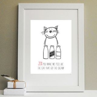'cat that got the cream' valentine print by afewhometruths