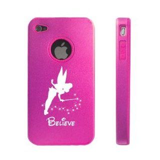 Apple iPhone 4 4S 4G Hot Pink D10 Aluminum & Silicone Case Fairy Believe Cell Phones & Accessories