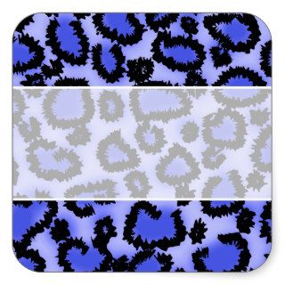 Black and Purple Blue Leopard Print Pattern. Square Stickers