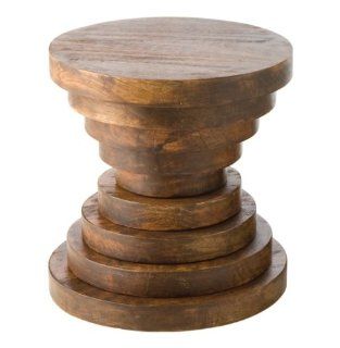 Modern Rustic Large Chunky Round Wood End Accent Table   B  