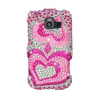 Eagle Cell PDLGLS670F395 RingBling Brilliant Diamond Case for LG Optimus S/Optimus U/Optimus V LS670   Retail Packaging   Pink Heart Cell Phones & Accessories