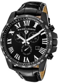 Swiss Legend 50082 BB 01 AAT01M  Watches,Mens Defender Chronograph Black Dial Black Alligator, Chronograph Swiss Legend Quartz Watches