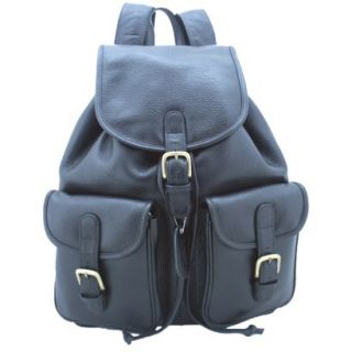 Leatherbay Leather Backpack With Pockets   Black