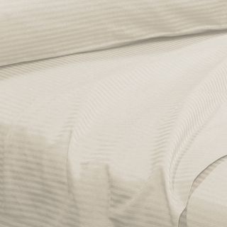 Veratex Grand Luxe Amalfi Dobby Stripe Egyptian Cotton 310 Thread Count Sateen Deep Pocket Sheet Set Or Pillowcase Separates Off White Size Twin