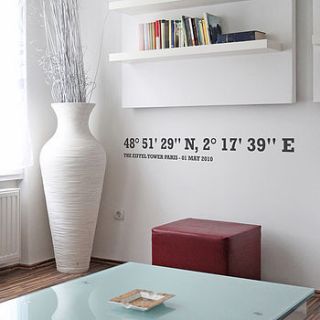 personalised coordinates wall sticker by spin collective