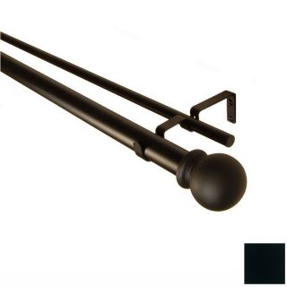 BCL Drapery 86 in to 120 in Black Metal Double Curtain Rod