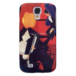 Vintage Music Art Deco Pianist Piano Player Lounge Galaxy S4 Covers